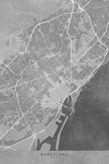 Map of Barcelona (Spain) in gray vintage style Poster och Canvastavla