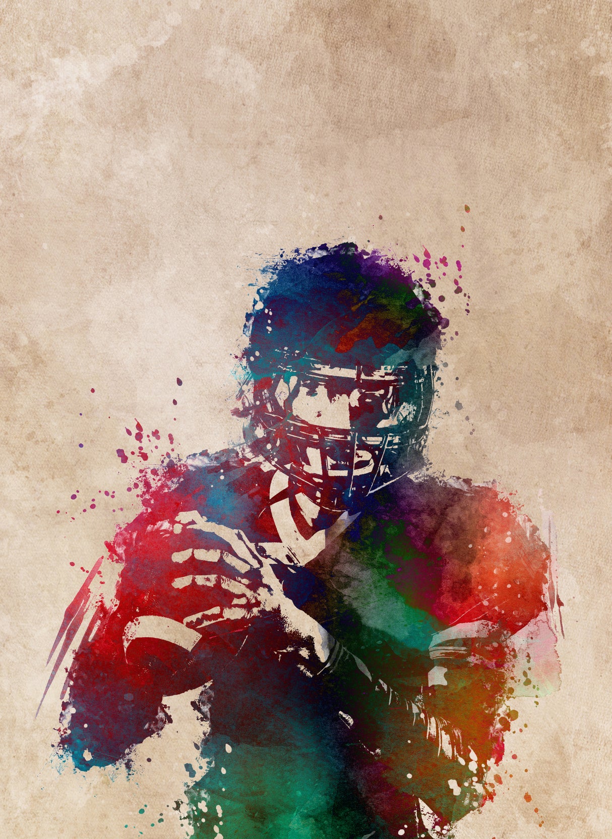 American Football Player Sport Art 4 Poster och Canvastavla