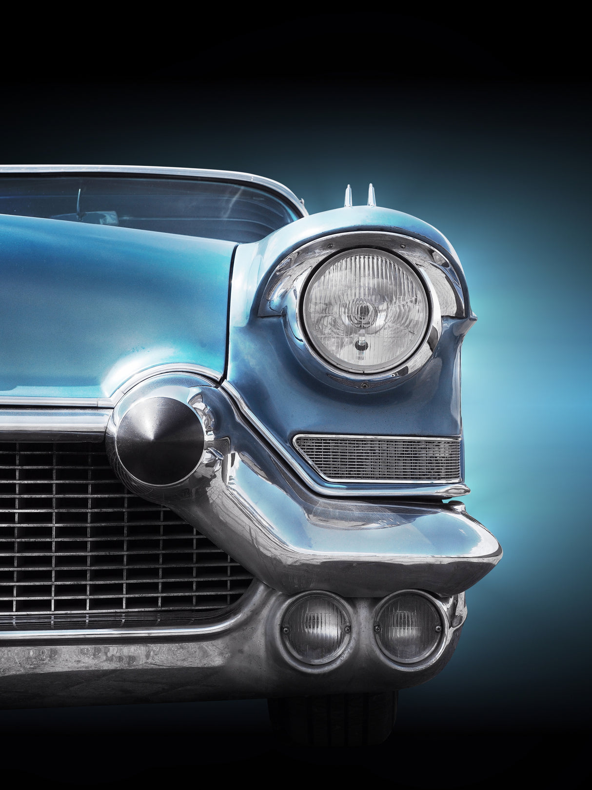 American classic car Eldorado Seville 1957 headlight Poster och Canvastavla