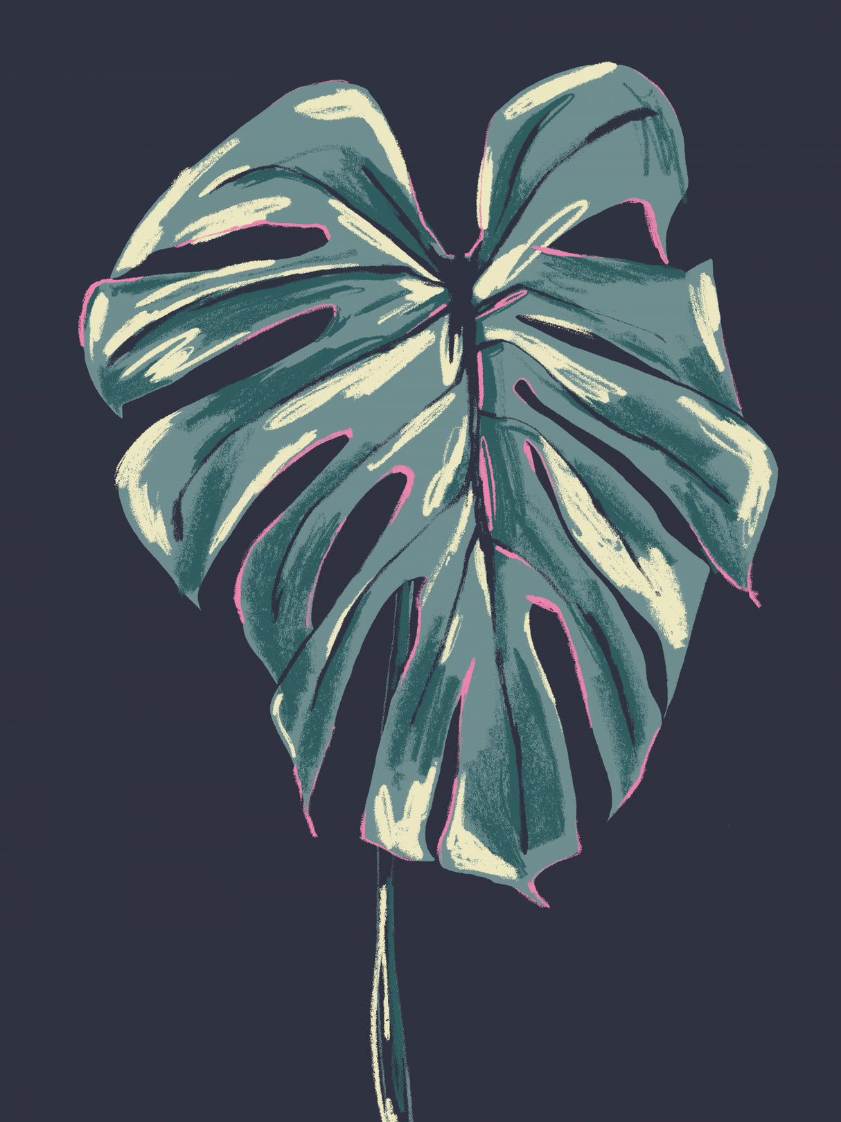Monstera Deliciosa Dark Poster och Canvastavla