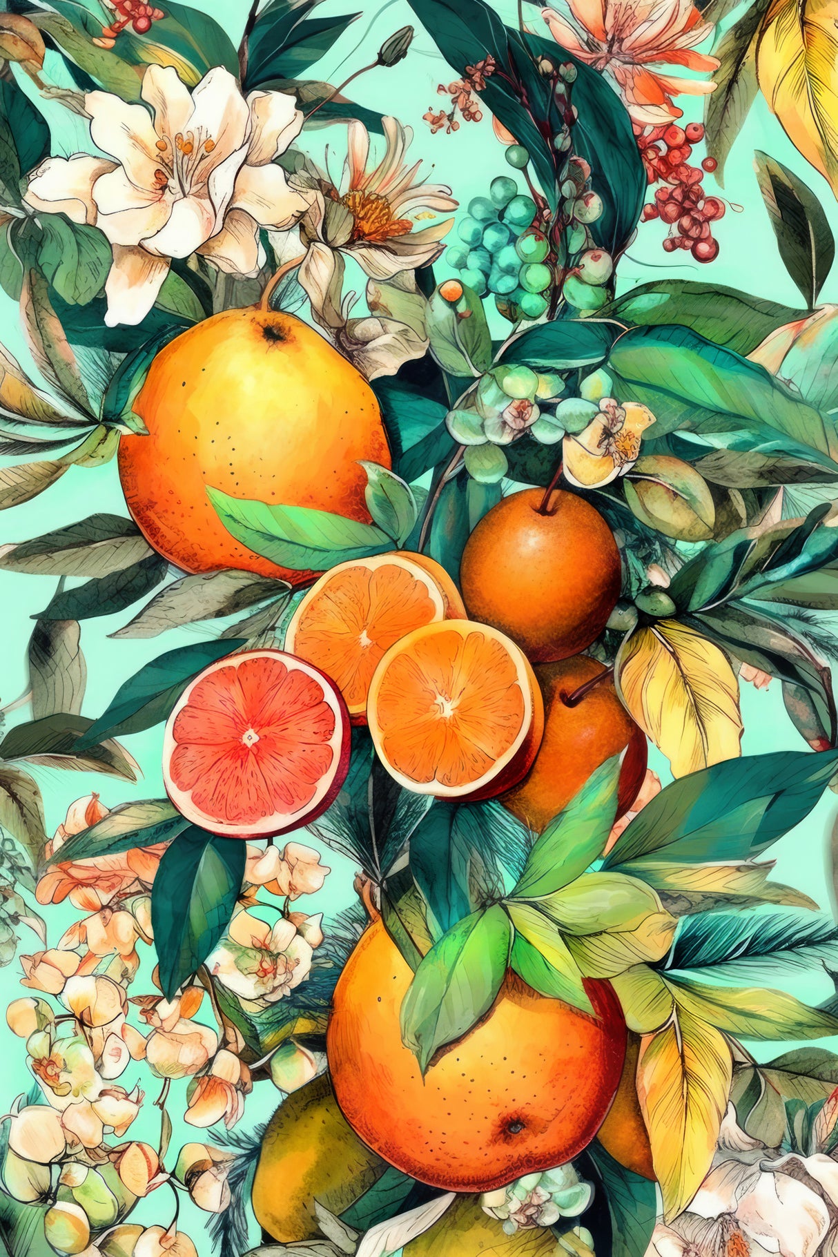 Flowers and fruits 2 Poster och Canvastavla