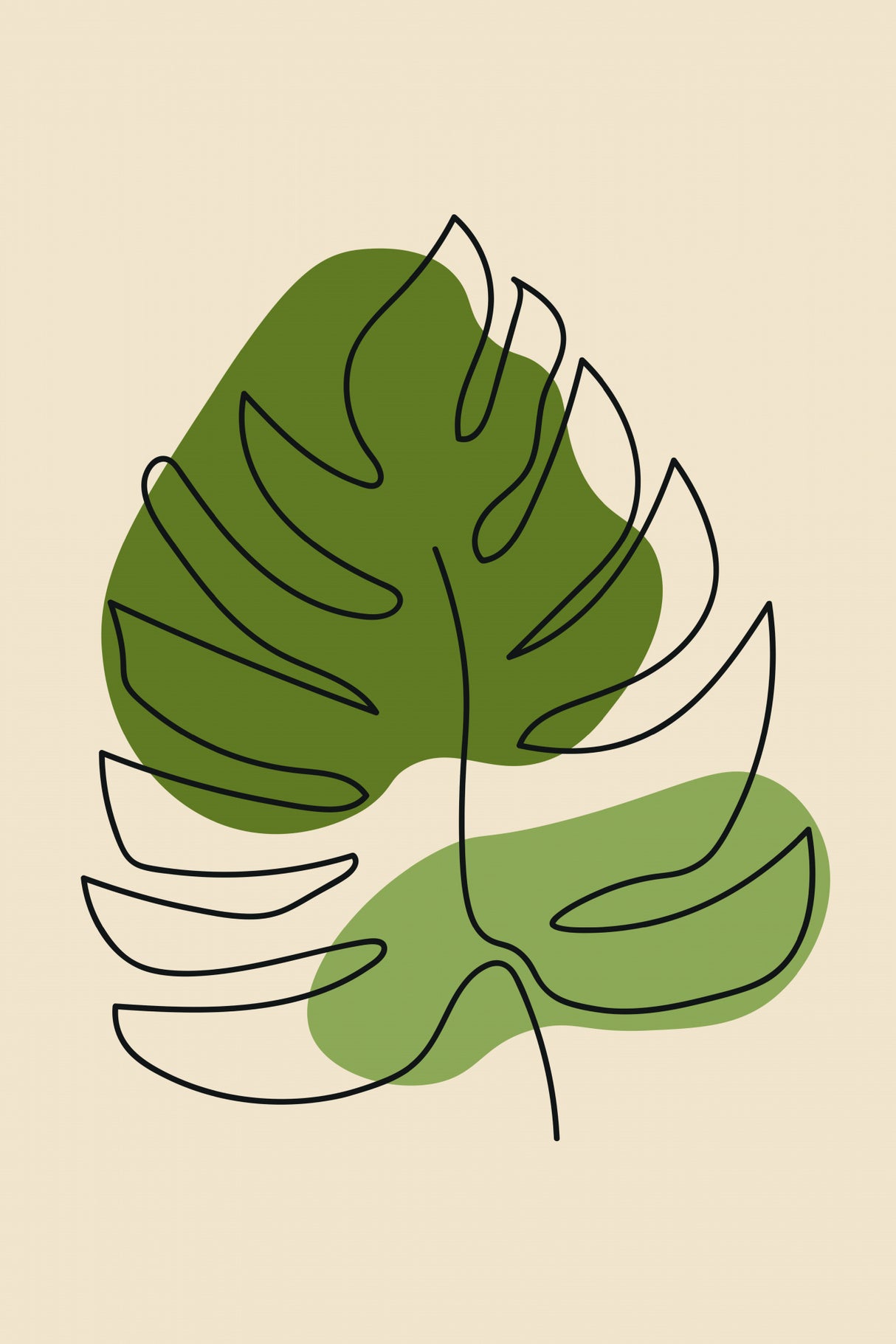 Abstract One Line Leaf Drawing Ii Poster och Canvastavla