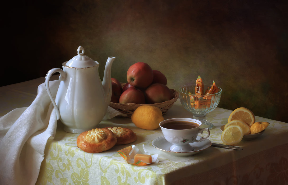 Still life with tea and sweets Poster och Canvastavla