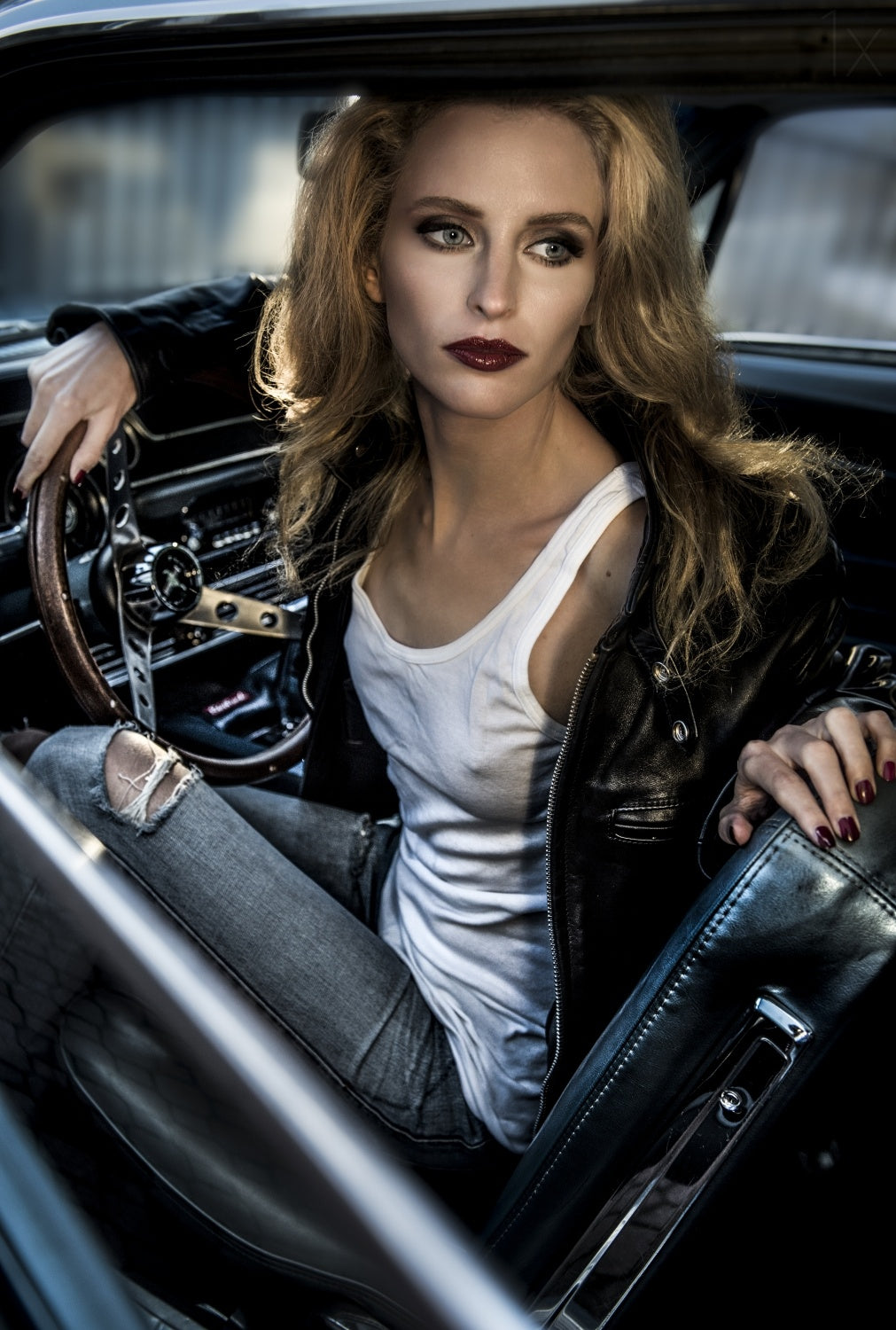 Waiting to reverse my 69' Ford Mustang Poster och Canvastavla