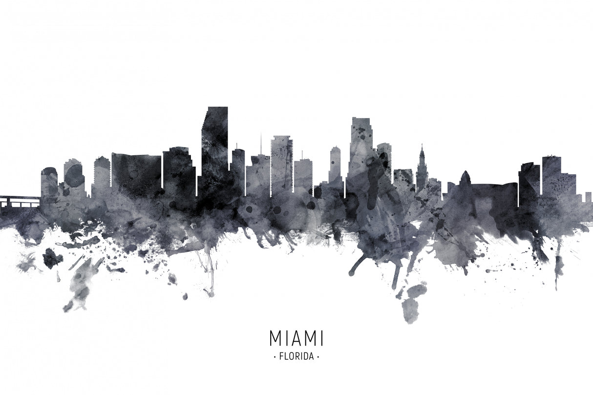 Miami Florida Skyline Poster och Canvastavla