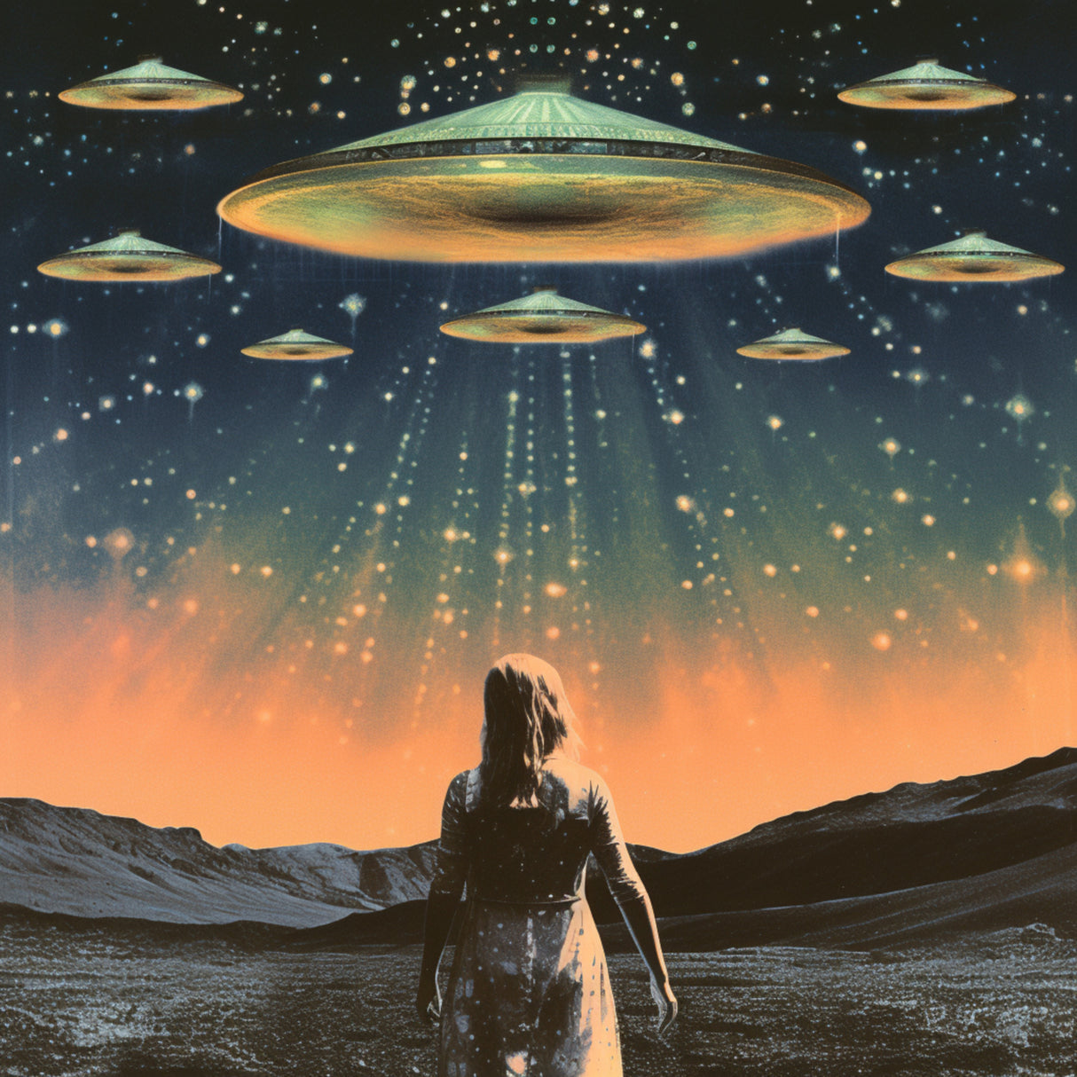 Take Me To Your Leader Collage Art Poster och Canvastavla
