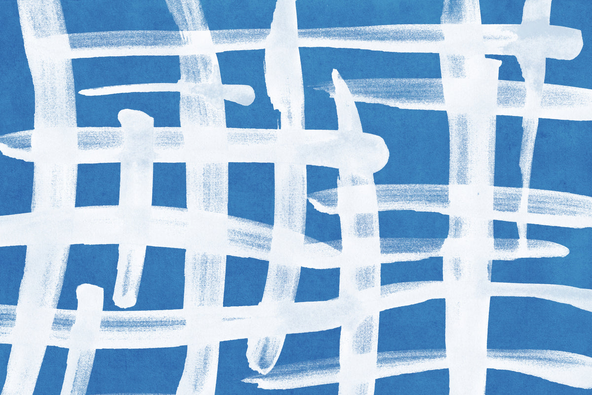 Abstract Lines Blue and White 02 Poster och Canvastavla