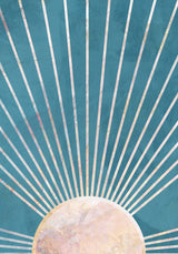 Blue Gold Sun Poster och Canvastavla