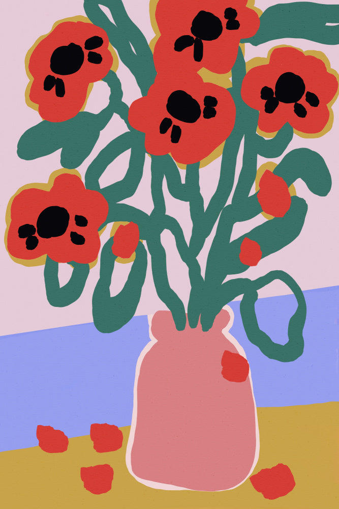 Poppy In Pink Vase Vas och keramikposter