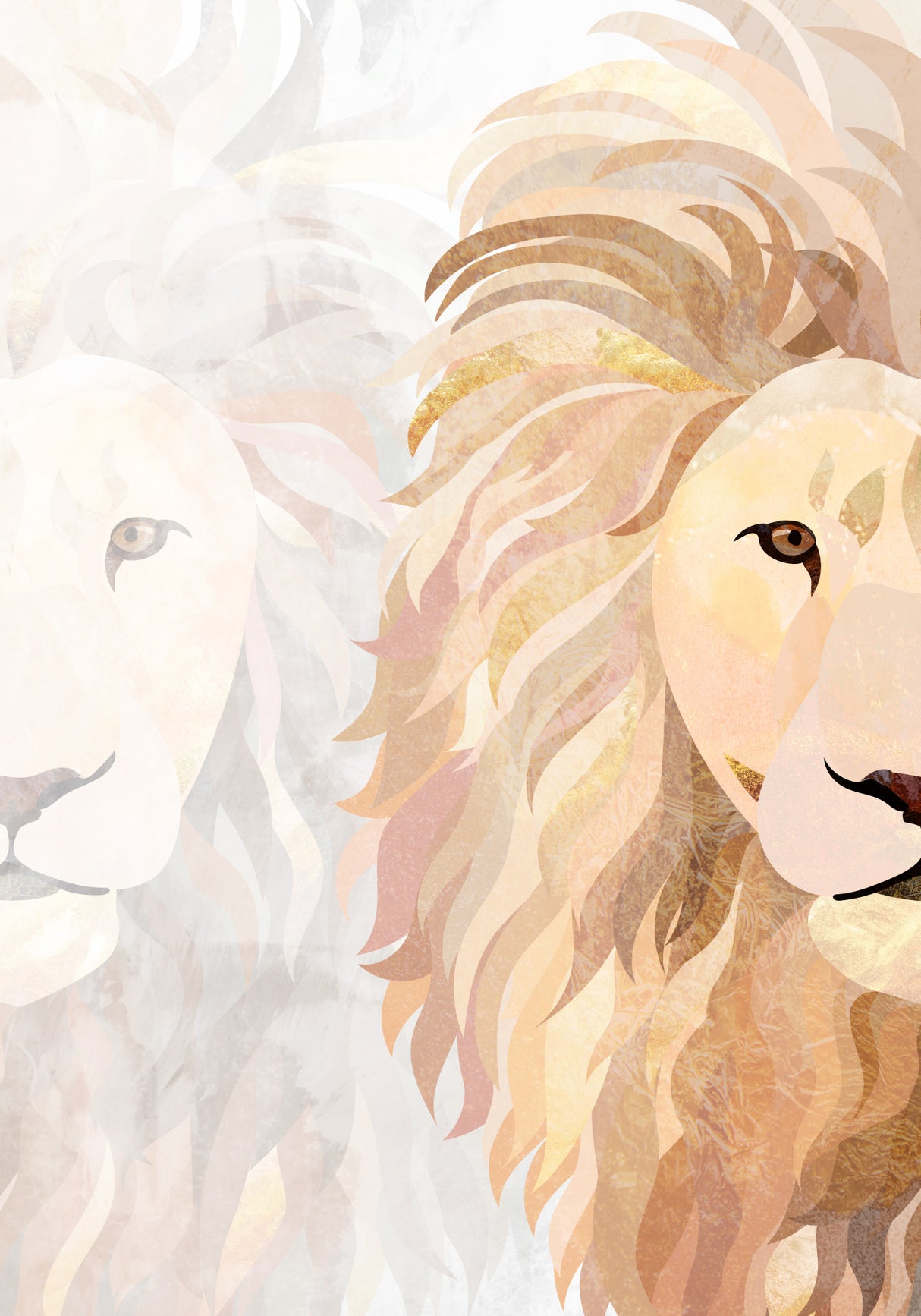 Lion Half face 1 Poster och Canvastavla