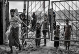 Rohingya refugee people going through the fences - Bangladesh Poster och Canvastavla