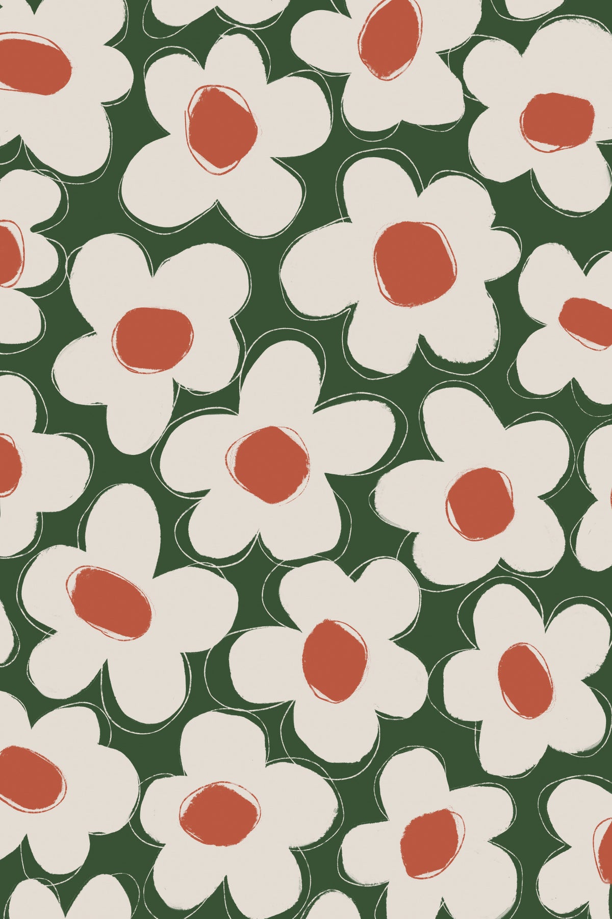 Cute Beige Flower Pattern Poster och Canvastavla