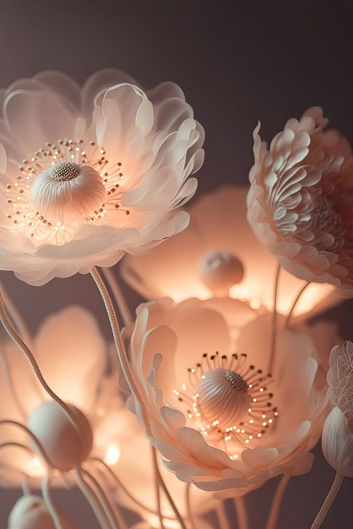 Glowing Flowers Poster och Canvastavla