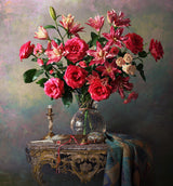 Still life with roses and lilies Poster och Canvastavla
