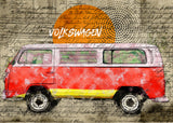Volkswagen vw combi red Poster och Canvastavla