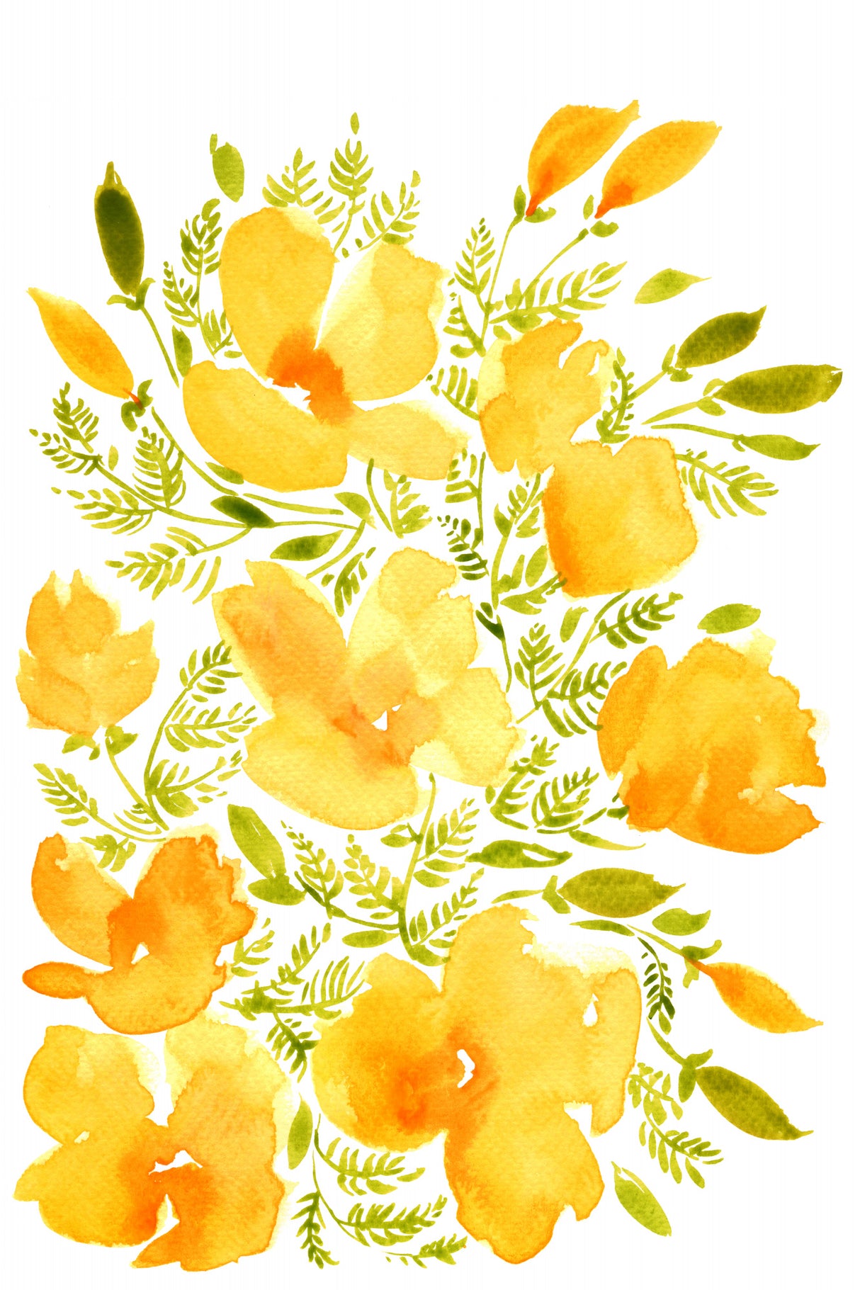 Watercolor California poppies quad 2 Poster och Canvastavla