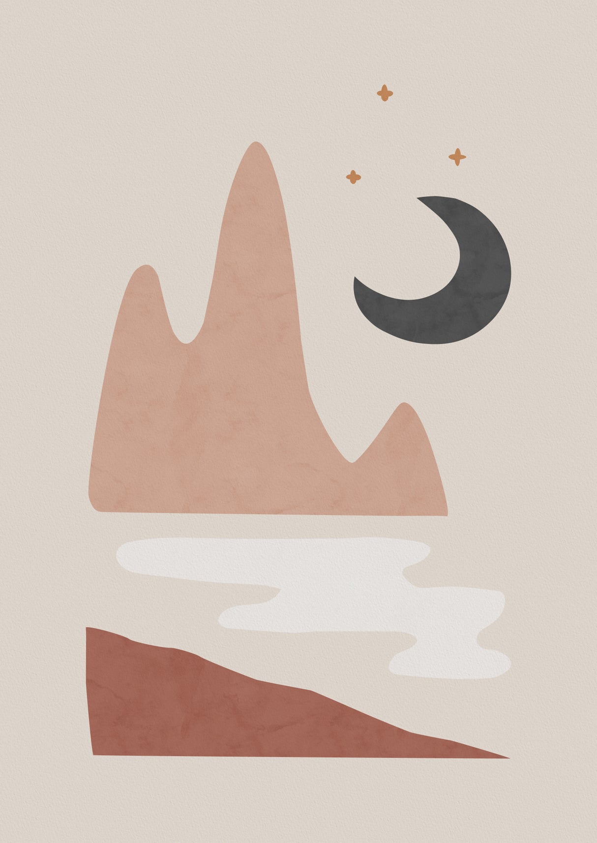 Landscape & Moon Poster och Canvastavla