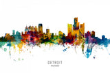 Detroit Michigan Skyline Poster och Canvastavla