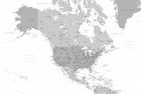 Gray map of North America with cities Poster och Canvastavla