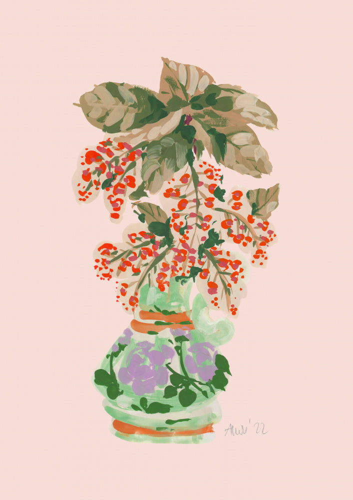 Blooming Vase In Red Vas och keramikposter