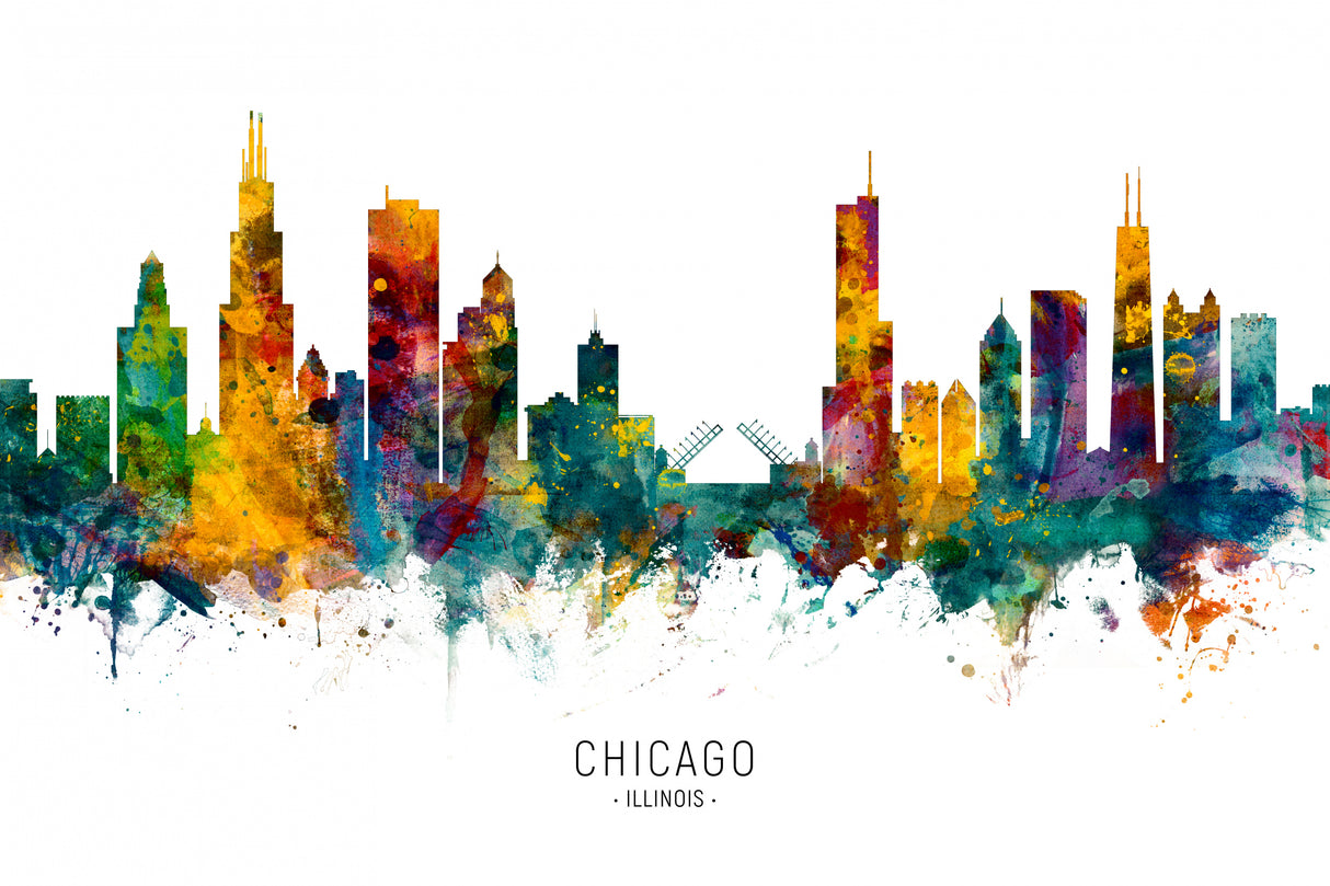 Chicago Illinois Skyline Poster och Canvastavla