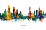 Chicago Illinois Skyline Poster och Canvastavla