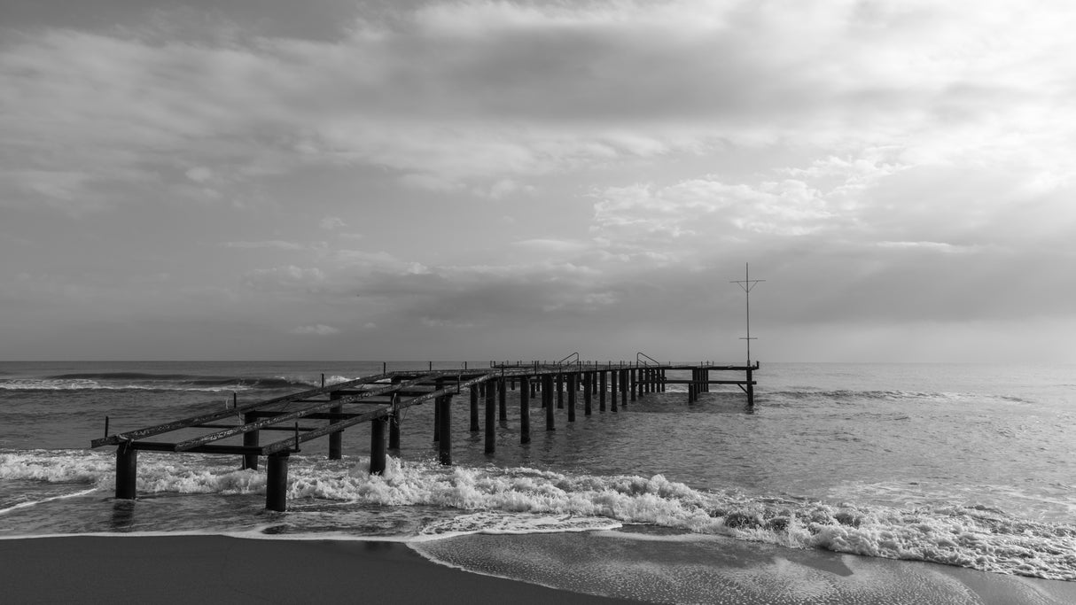 old pier and dramatic landscape Poster och Canvastavla