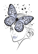 Butterfly Girl Blue Poster och Canvastavla