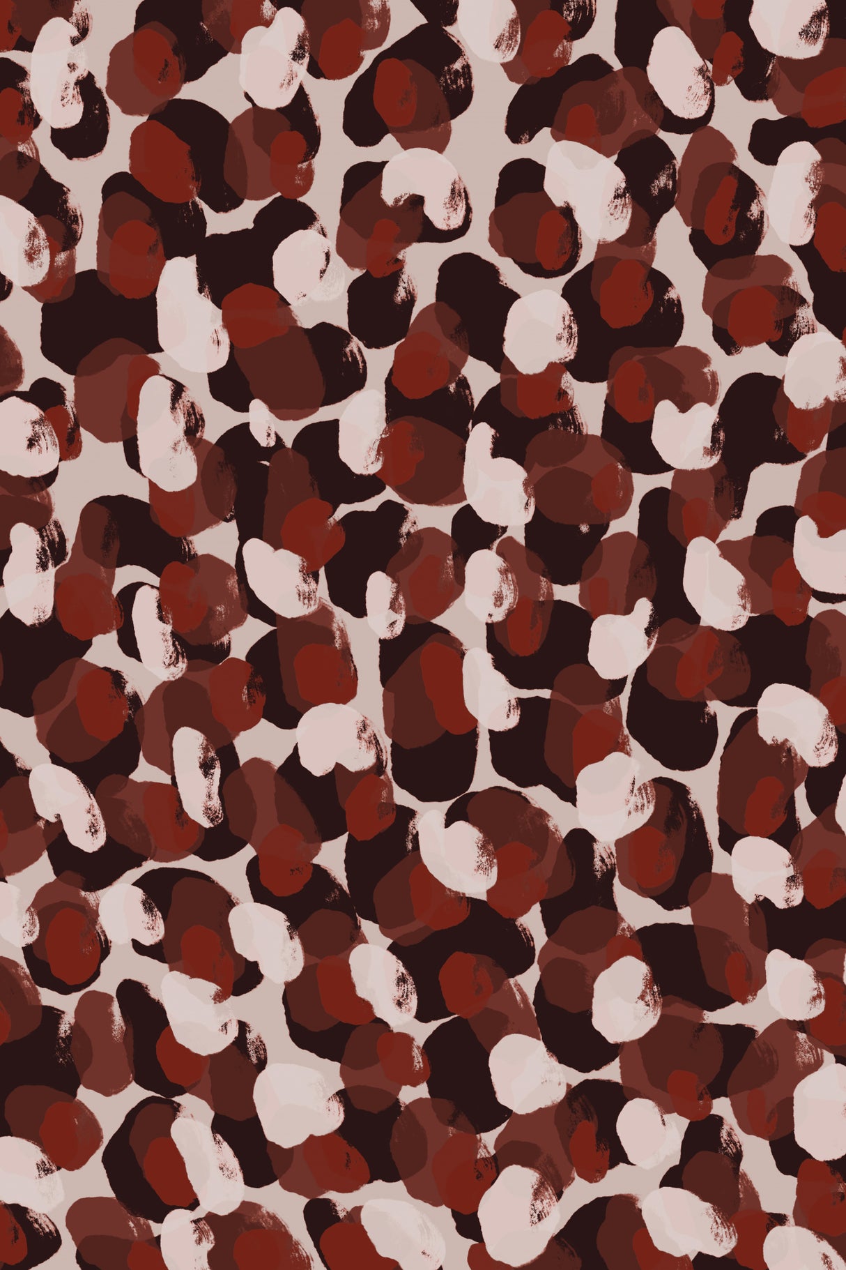 Red Beige Brown Dots Pattern Poster och Canvastavla