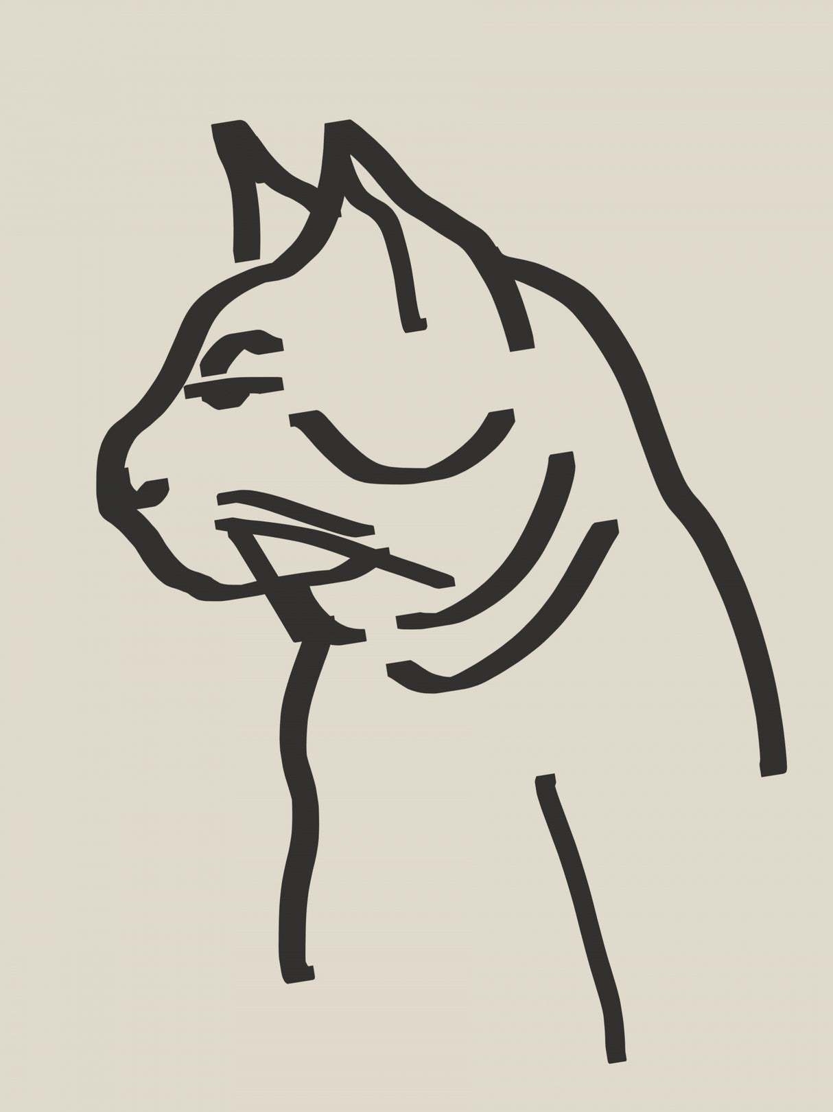 Line Art Cat Drawing Poster och Canvastavla