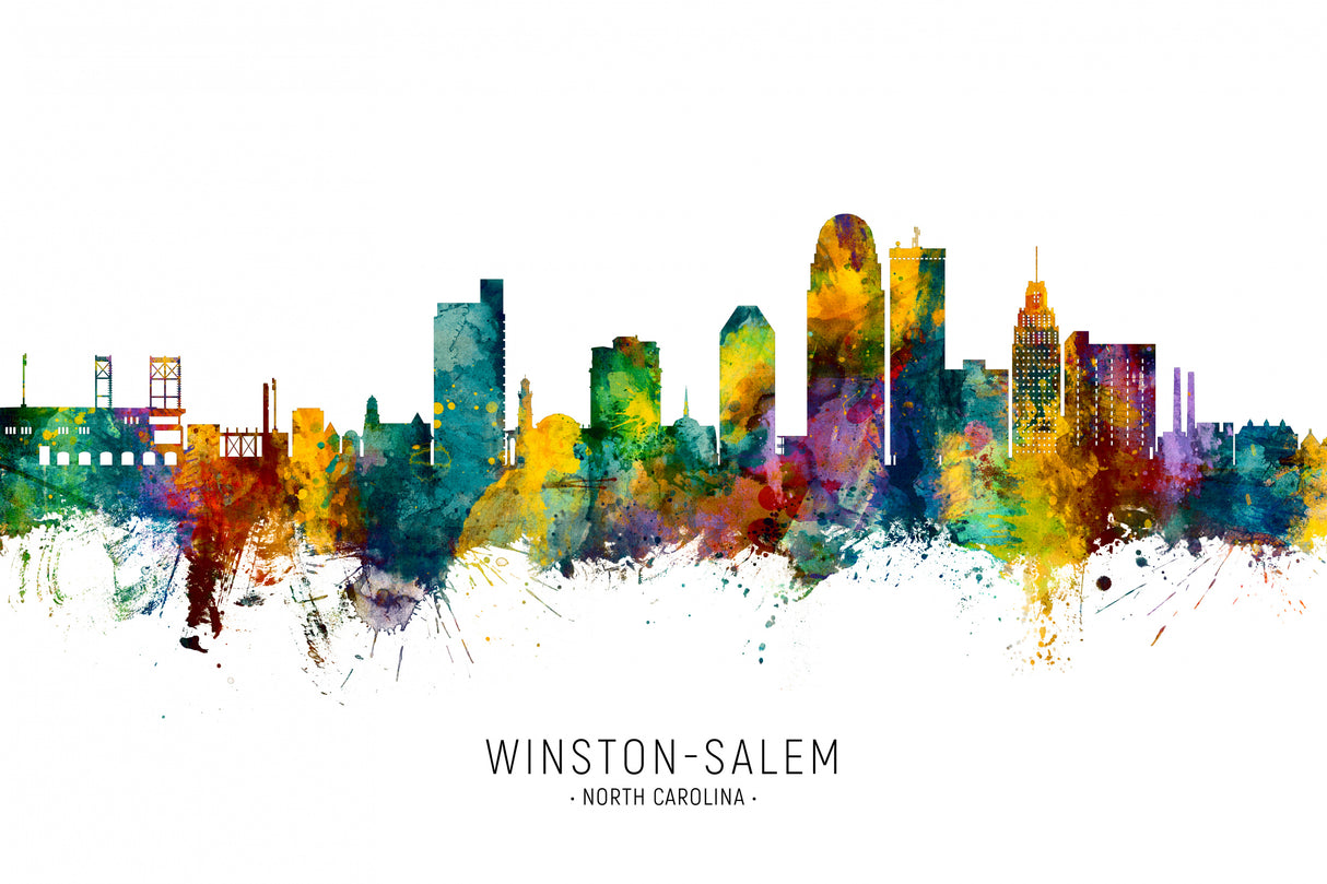 Winston-Salem North Carolina Skyline Poster och Canvastavla