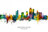 Winston-Salem North Carolina Skyline Poster och Canvastavla