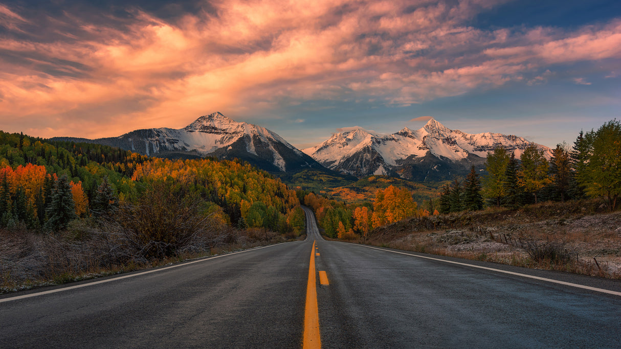 Epic Autumn Driving Road in Colorado Poster och Canvastavla