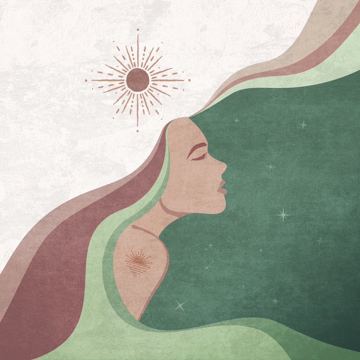 Sun Lady Green Poster och Canvastavla