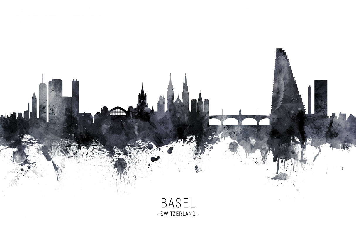 Basel Switzerland Skyline Poster och Canvastavla