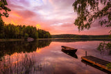 Colorful lake in sunset Poster och Canvastavla