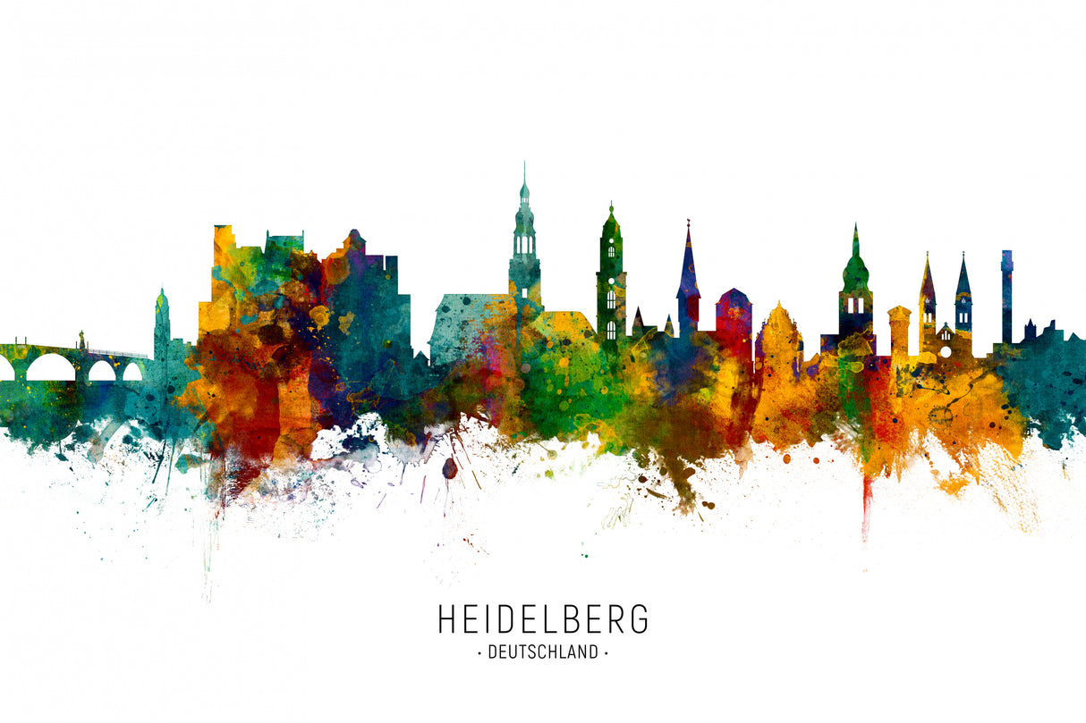 Heidelberg Germany Skyline Poster och Canvastavla