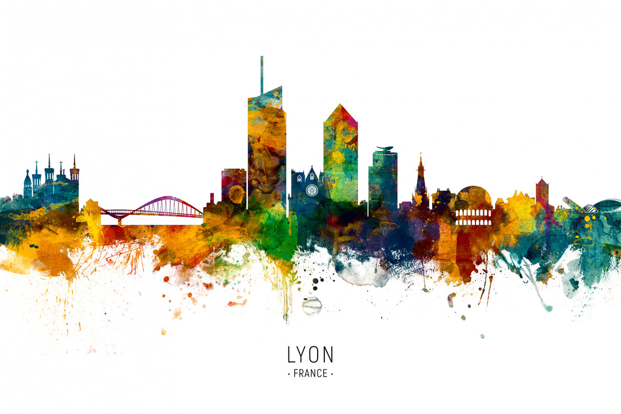Lyon France Skyline Poster och Canvastavla
