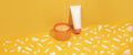 Cosmetics On Yellow Poster och Canvastavla