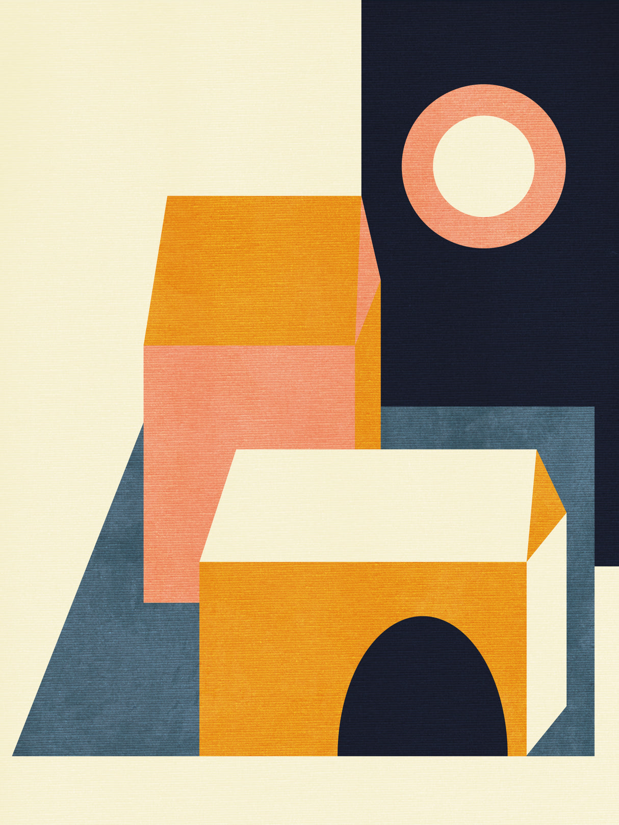 Rainbow Plus Shapes  Blue Mustard11 Poster och Canvastavla