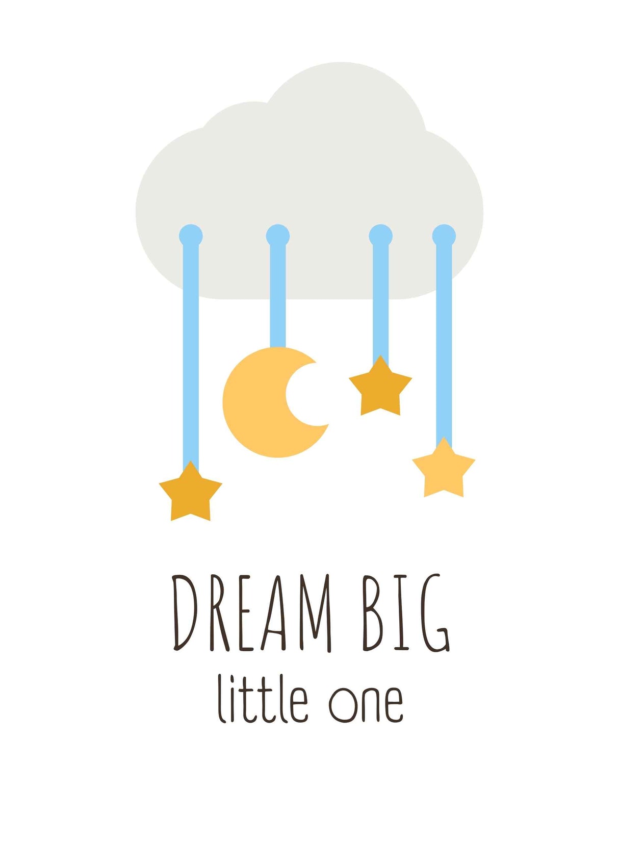 Barncitat Dream big little one- star n moon barnposter