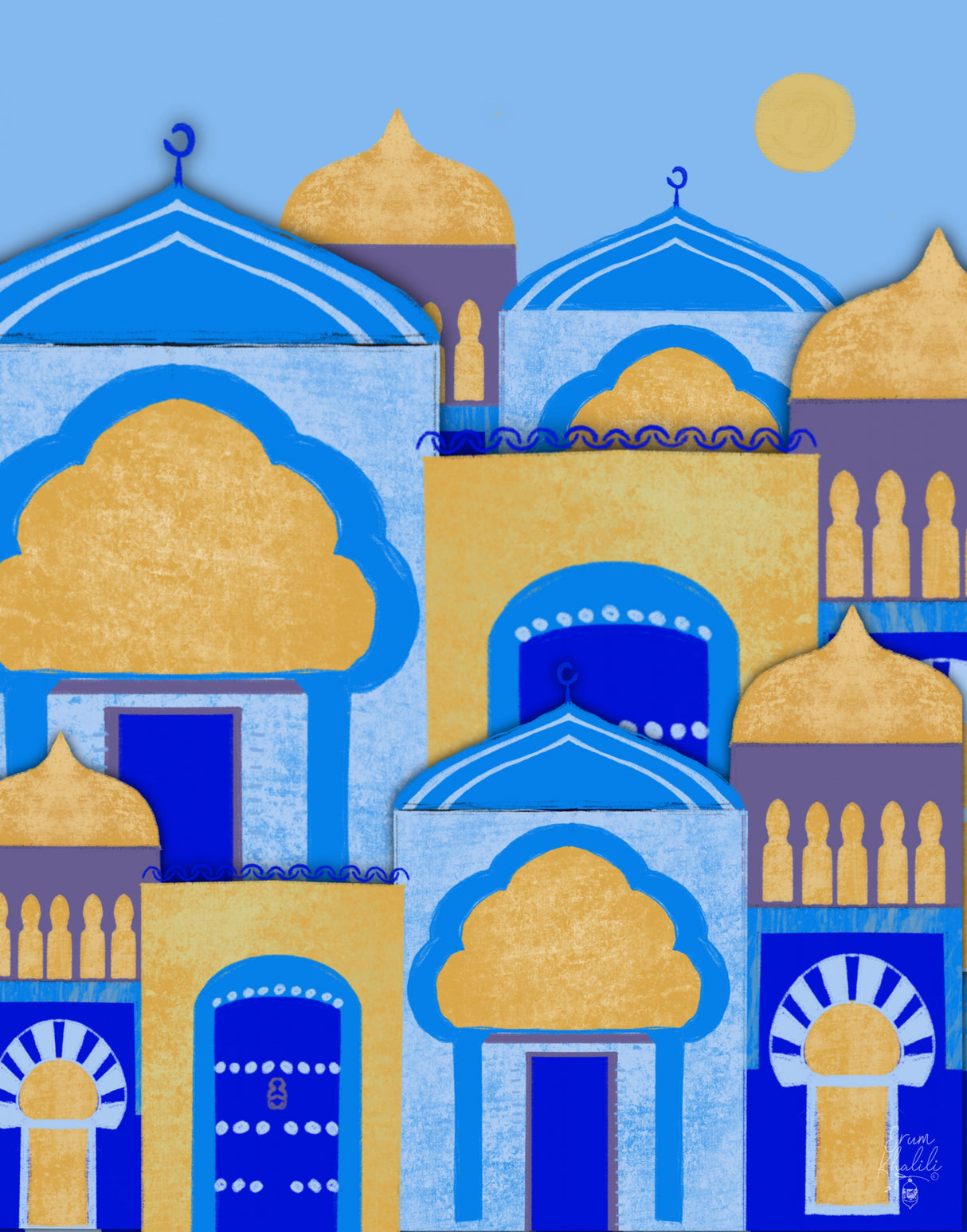 Blue City Morocco   Erum Khalili.png Poster och Canvastavla