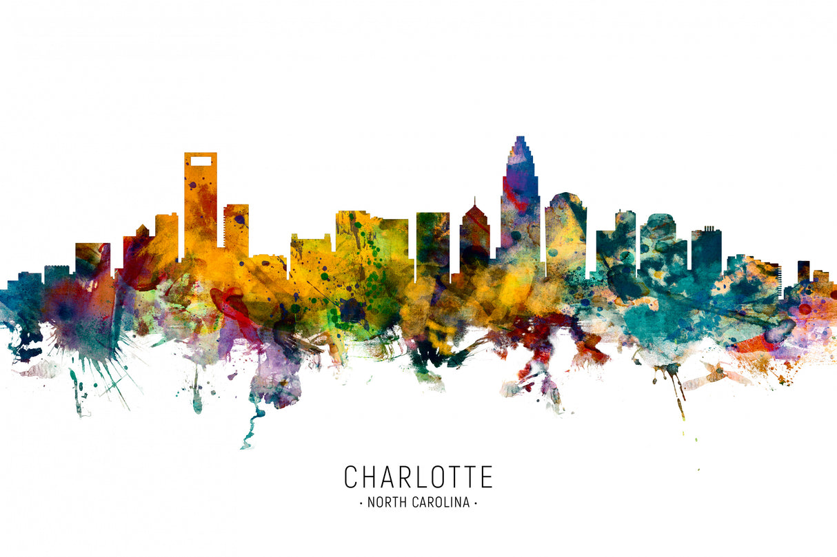 Charlotte North Carolina Skyline Poster och Canvastavla