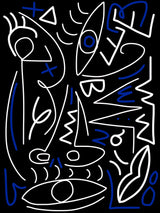 Line Art In White and Ultramarine Poster och Canvastavla