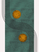 Aquamarine Marble With Golden Sphere Poster och Canvastavla