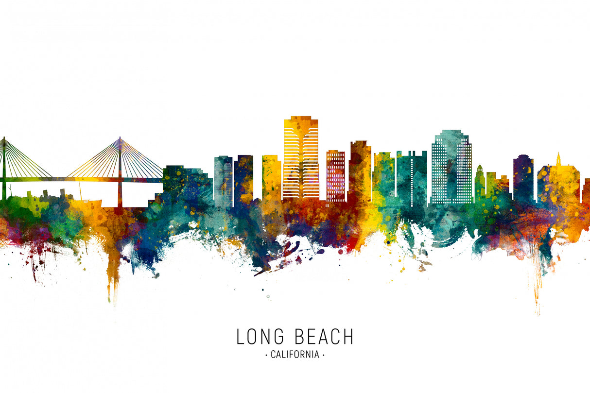 Long Beach California Skyline Poster och Canvastavla