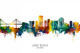 Long Beach California Skyline Poster och Canvastavla
