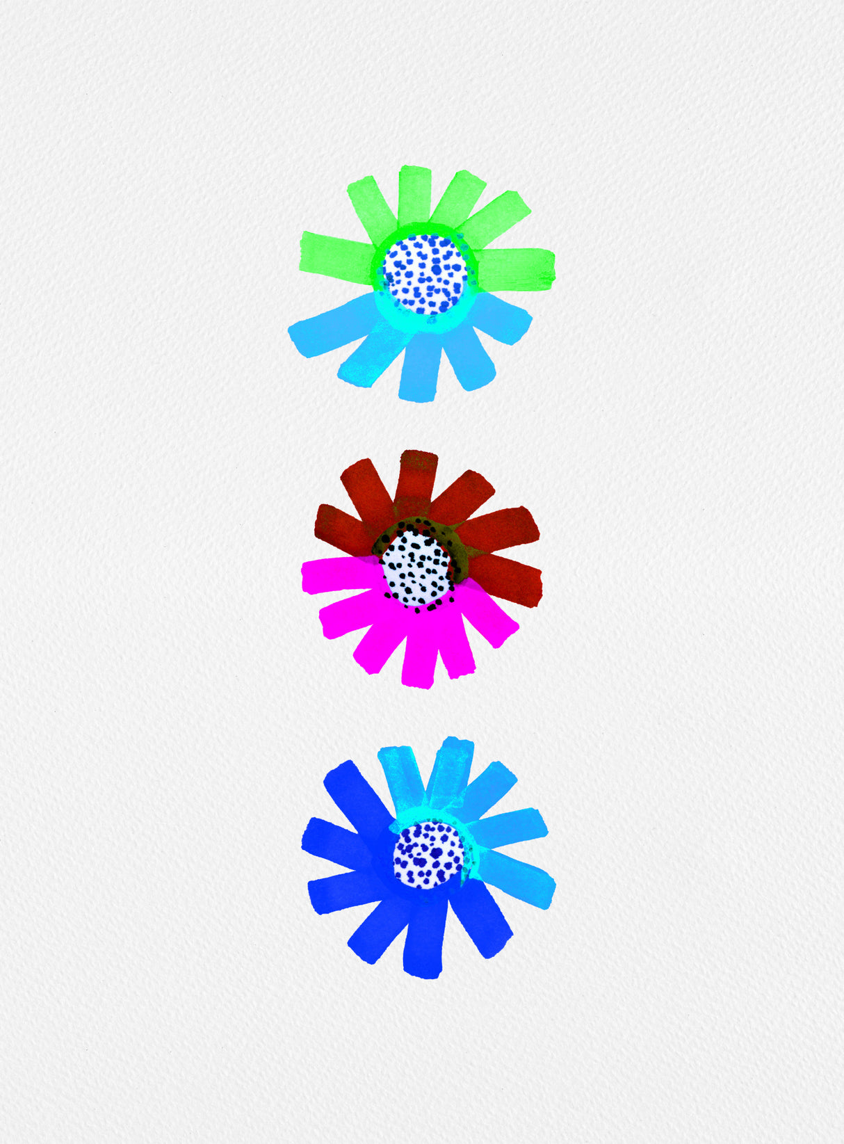 Fancy Florals Trio Baby Blue Poster och Canvastavla
