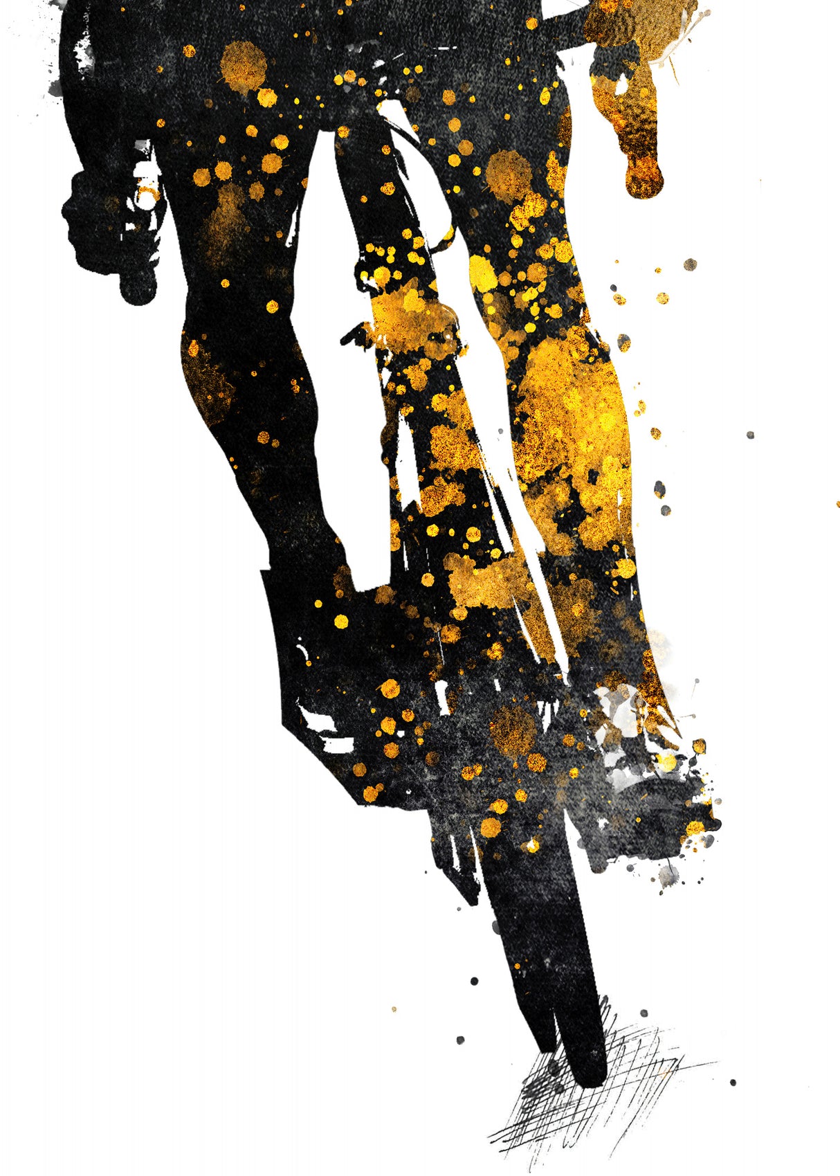 Cycling 3 gold and black Poster och Canvastavla