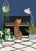Cheetah playing piano Poster och Canvastavla